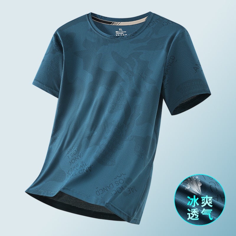 Ice Silk Short-Sleeved T-Shirt Men'S American Round Neck Large Size Loose Men'S Sports Fat Man Plus Fat Enlarged 8Xl - Image 1