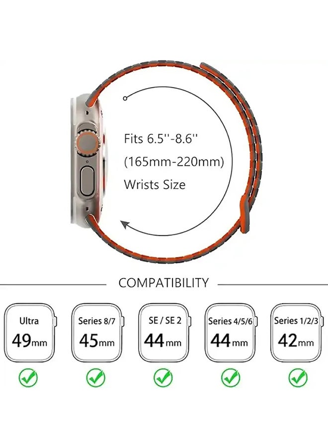 O Ozone Silicone Magnetic Band for Apple Watch 49/46/45/44/42mm, Magnet Strap with Anti-drop Buckle for iWatch Ultra SE 10 9 8 7 6 5 4 3 2 1-Starlight/Orange - Image 2