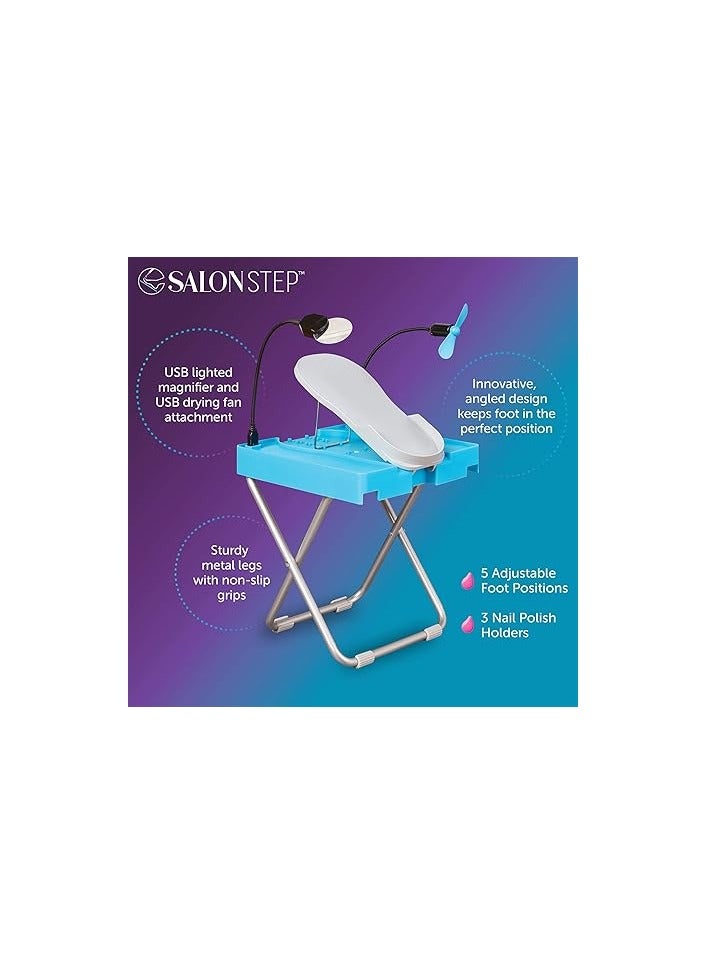 مسند قدم باديكير قابل للتعديل مع مكبر LED ومروحة تجفيف وتخزين - Image 2