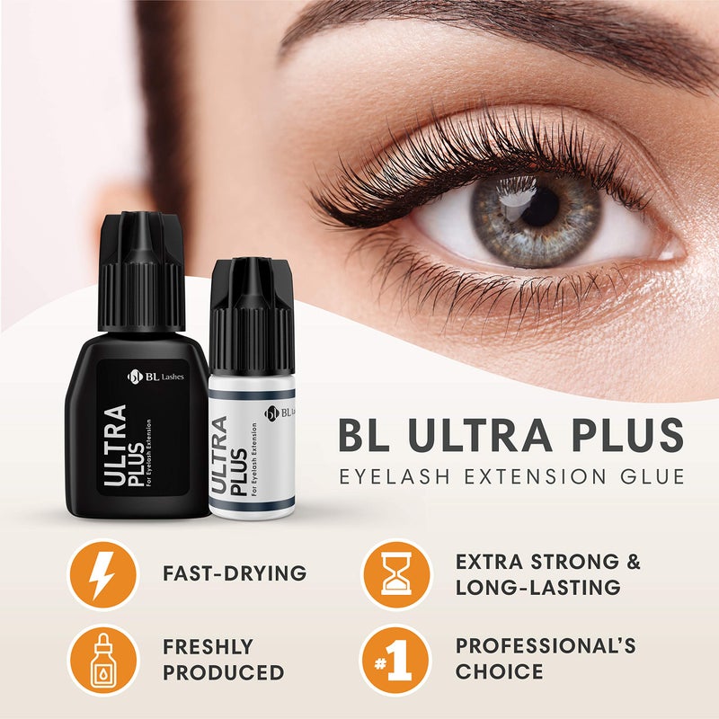 bl BL BL Lashes Ultra Plus Extra Strong Eyelash Extension Glue | 2-3 Sec Drying | 7 Weeks Great Retention | Black Adhesive | Long Lasting | Professional Supplies (5g) - Image 2