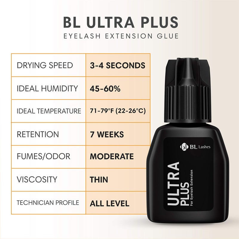 bl BL BL Lashes Ultra Plus Extra Strong Eyelash Extension Glue | 2-3 Sec Drying | 7 Weeks Great Retention | Black Adhesive | Long Lasting | Professional Supplies (5g) - Image 3