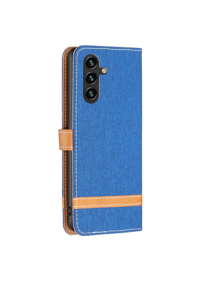 S-TOP Case For Samsung Galaxy A55 Color Block Denim Texture Leather Phone Case - Image 3