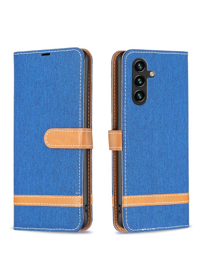 S-TOP Case For Samsung Galaxy A55 Color Block Denim Texture Leather Phone Case - Image 1