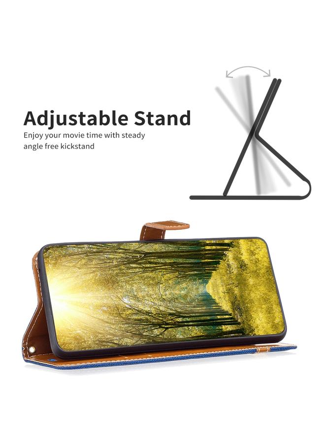 S-TOP Case For Samsung Galaxy A55 Color Block Denim Texture Leather Phone Case - Image 5