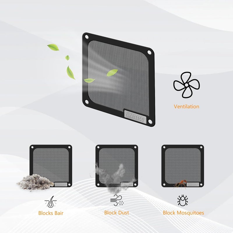 YIMATEECO 120mm Dust Filter PC for Computer Cooler Fan/PSU/Routers PVC 50 Mesh, Computer Fan Filter Grills Magnetic with Screws Dustproof Case Cover (PVC V4.0, 120 * 120mm, 2pcs, Black) - Image 3