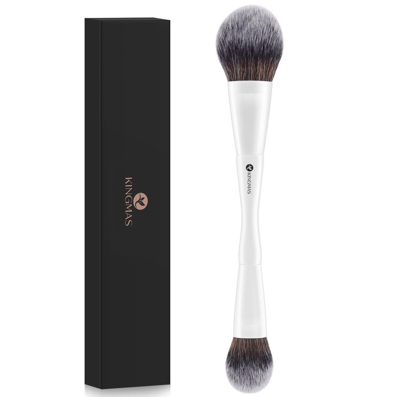 KINGMAS Angled Foundation Brush, Double-ended Kabuki Makeup Brush, Large Foundation Brush and Medium Concealer Brush for Beauty Liquid, Cream, Powder, Blending Buffing Face Makeup Tools - Image 1