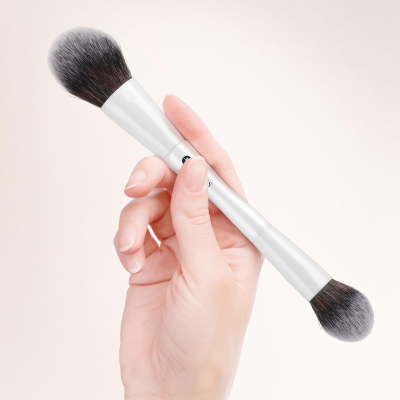 KINGMAS Angled Foundation Brush, Double-ended Kabuki Makeup Brush, Large Foundation Brush and Medium Concealer Brush for Beauty Liquid, Cream, Powder, Blending Buffing Face Makeup Tools - Image 2