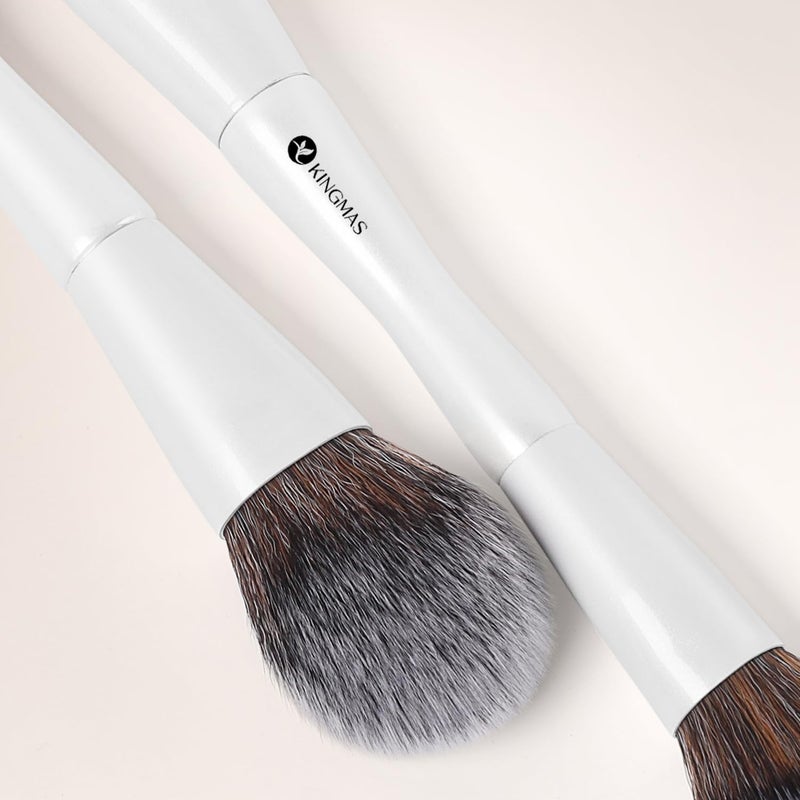 KINGMAS Angled Foundation Brush, Double-ended Kabuki Makeup Brush, Large Foundation Brush and Medium Concealer Brush for Beauty Liquid, Cream, Powder, Blending Buffing Face Makeup Tools - Image 5