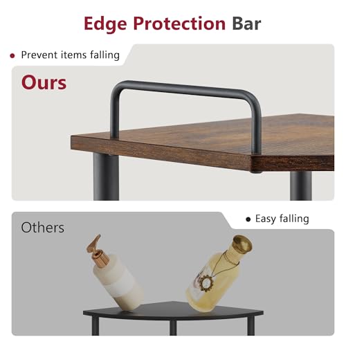 Tajsoon Corner Shelf Stand, 3 Tier Industrial Corner Shelves, Multipurpose Standing Display Shelf, Corner Shelving Unit for Bedroom, Living Room, Office, Kitchen, Rustic Brown - Image 3