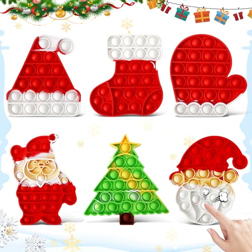QETRABONE 6 Pcs Christmas Fidget Set Push Bubble Fidget for Adult Party Game Decor Gift Xmas Stockings Christmas Decorations Autism ADHD Decompression - Image 1