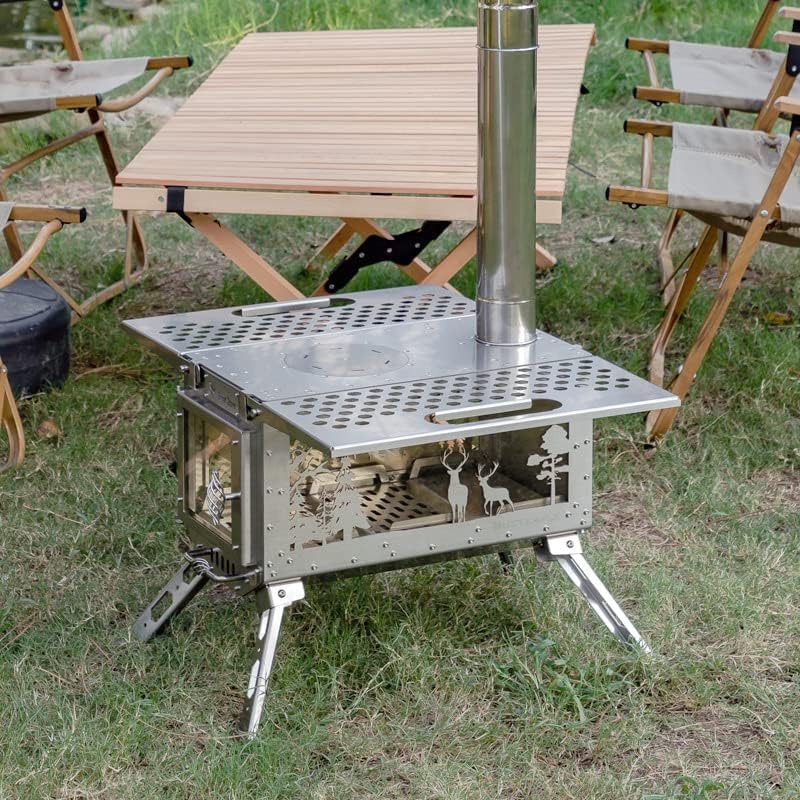 Takelablaze Stove Pipe Flue Extension Stainless Steel Tent Stove Chimney Pipe 2.36â€x 11.8" Chimney Pipes Camping Stove Accessories, 4 Sections - Image 2