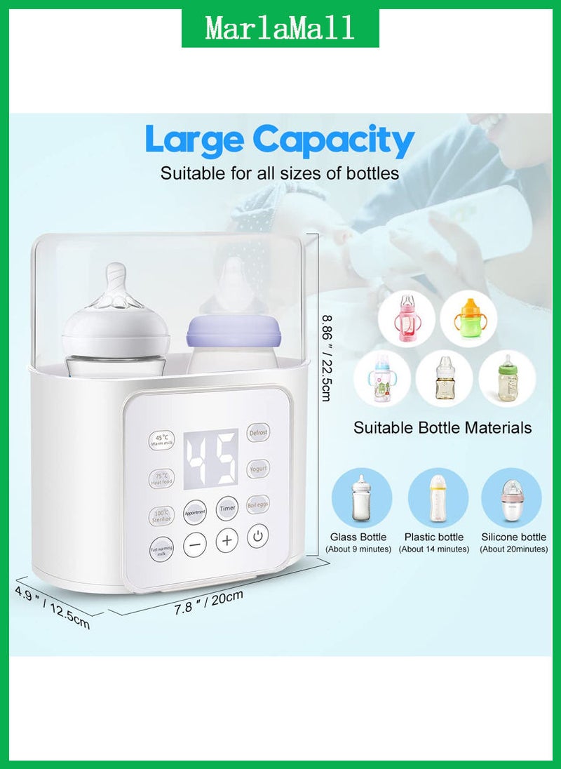 MarlaMall Multifunctional Baby Bottle Warmer,Baby Bottle Sterilizer,Milk Warmer,Smart Temp Controller Double Bottles Infant Formula Heater,White  - Image 5