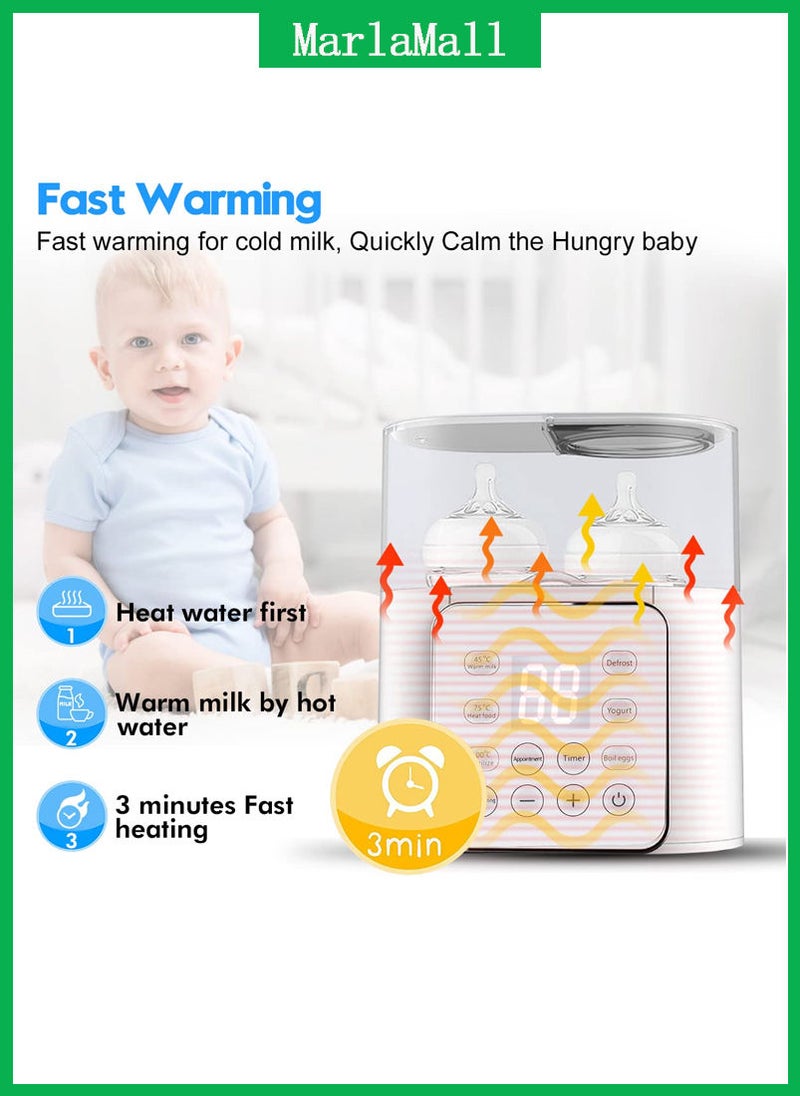 MarlaMall Multifunctional Baby Bottle Warmer,Baby Bottle Sterilizer,Milk Warmer,Smart Temp Controller Double Bottles Infant Formula Heater,White  - Image 3