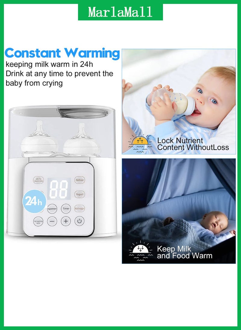 MarlaMall Multifunctional Baby Bottle Warmer,Baby Bottle Sterilizer,Milk Warmer,Smart Temp Controller Double Bottles Infant Formula Heater,White  - Image 4