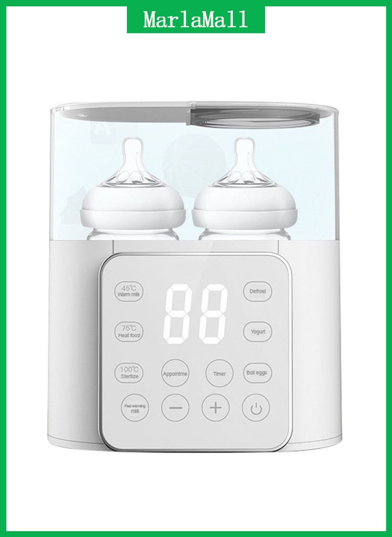 MarlaMall Multifunctional Baby Bottle Warmer,Baby Bottle Sterilizer,Milk Warmer,Smart Temp Controller Double Bottles Infant Formula Heater,White  - Image 1
