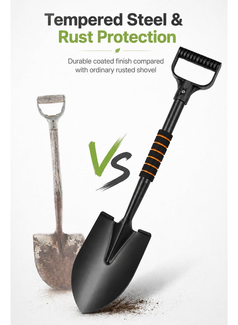 Black Garden Shovel 26.5 Inch Carbon Steel Digging Tool with D-Grip Handle, Non-Slip Foam Grip and Rust-Resistant Coated Blade - Image 3