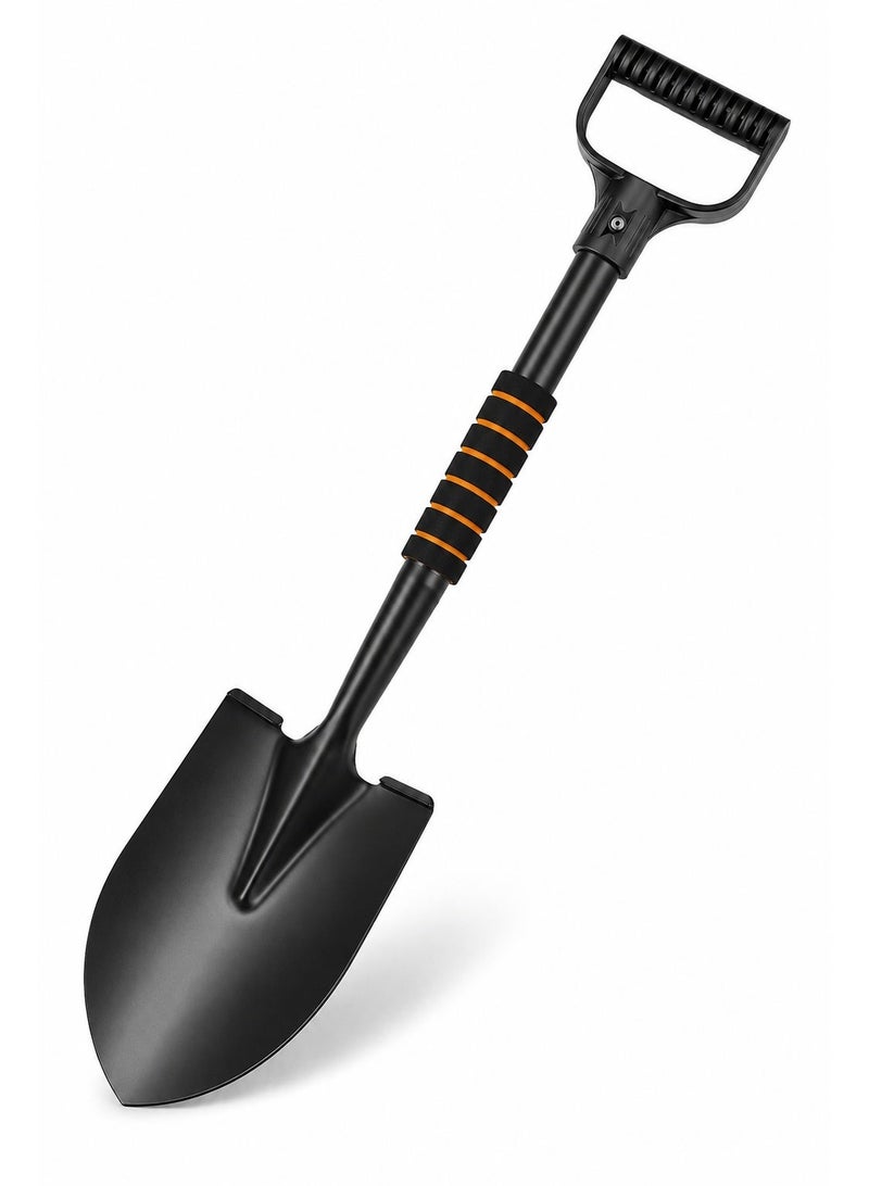 Black Garden Shovel 26.5 Inch Carbon Steel Digging Tool with D-Grip Handle, Non-Slip Foam Grip and Rust-Resistant Coated Blade - Image 1