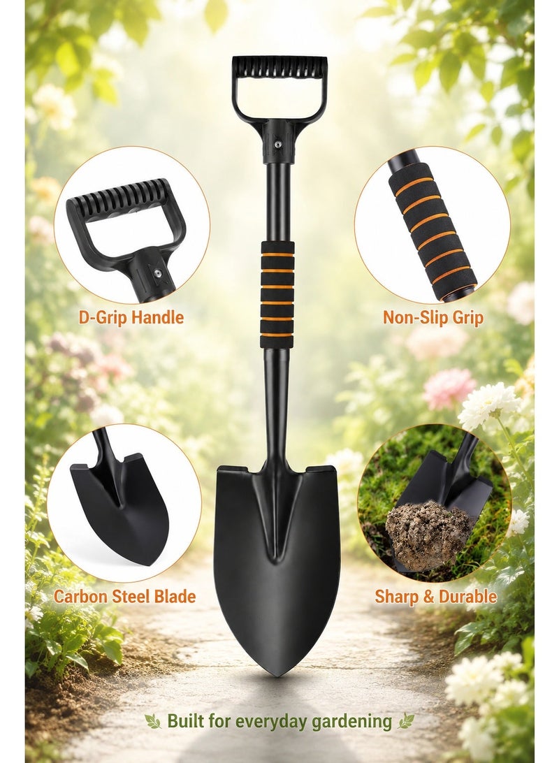 Black Garden Shovel 26.5 Inch Carbon Steel Digging Tool with D-Grip Handle, Non-Slip Foam Grip and Rust-Resistant Coated Blade - Image 4