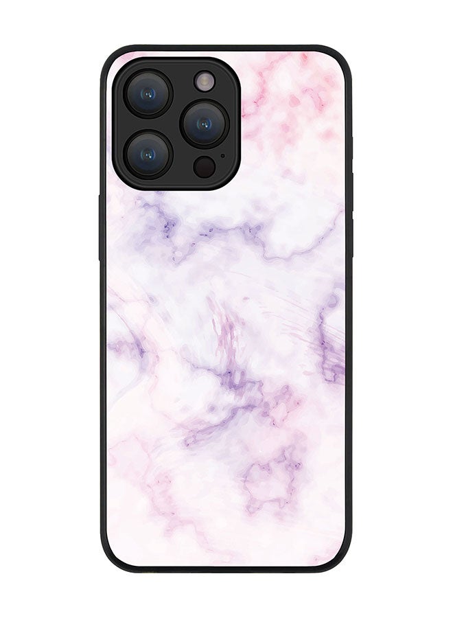 Stylizedd Cover for iPhone 15 Pro Case Rugged Black Slim fit Soft Flexible Anti Drop TPU Gel Thin Protective Phone Cases - Marble Print Cotton Candy - Image 1