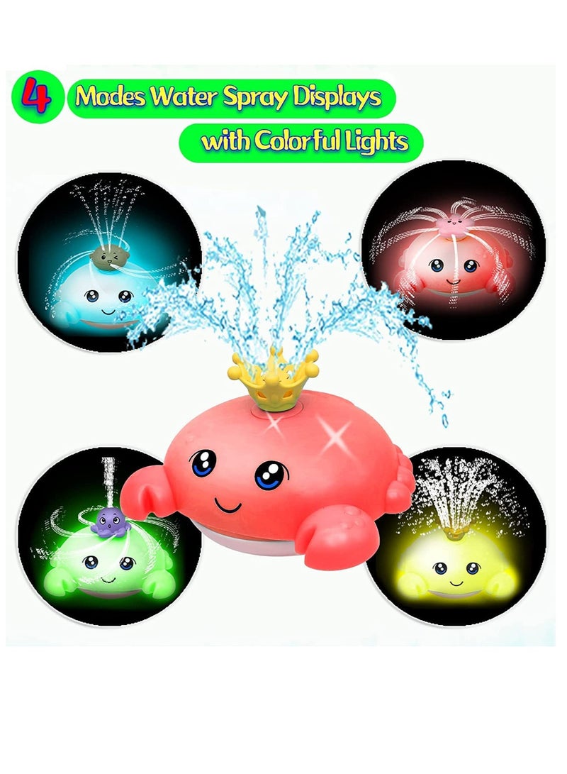 SOLARAE Bath Toys for Toddlers Spray Water Baby Bath Toy Light Up Sprinkler Bathtub Toys Swimming Pool Bathroom Shower Water Toy for Infant Kids Boys Girls Age 3 4 5 6 Years Old Crab Red - Image 4