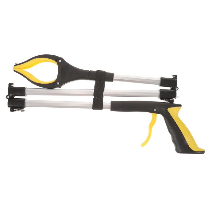 Garneck Folding Trash Picker Grabber Tool, Long Handle Garbage Tongs with Three-fold Design, Heavy Duty Yellow Trash Picker for Elderly and Outdoor Waste Collection - Image 1