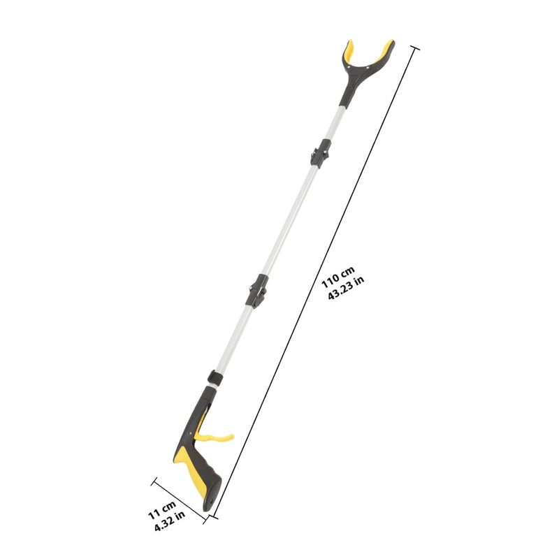 Garneck Folding Trash Picker Grabber Tool, Long Handle Garbage Tongs with Three-fold Design, Heavy Duty Yellow Trash Picker for Elderly and Outdoor Waste Collection - Image 2