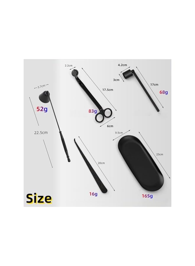 The Bros Candlesnuffers 5 in 1 Set, Stainless Steel Candle Care Tool Set with Snuffer, Wick Trimmer, Wick Dipper, Candle Cover & Decorative Tray, Soot-Free Extinguishing, Enhances Fragrance, Durable - Image 2