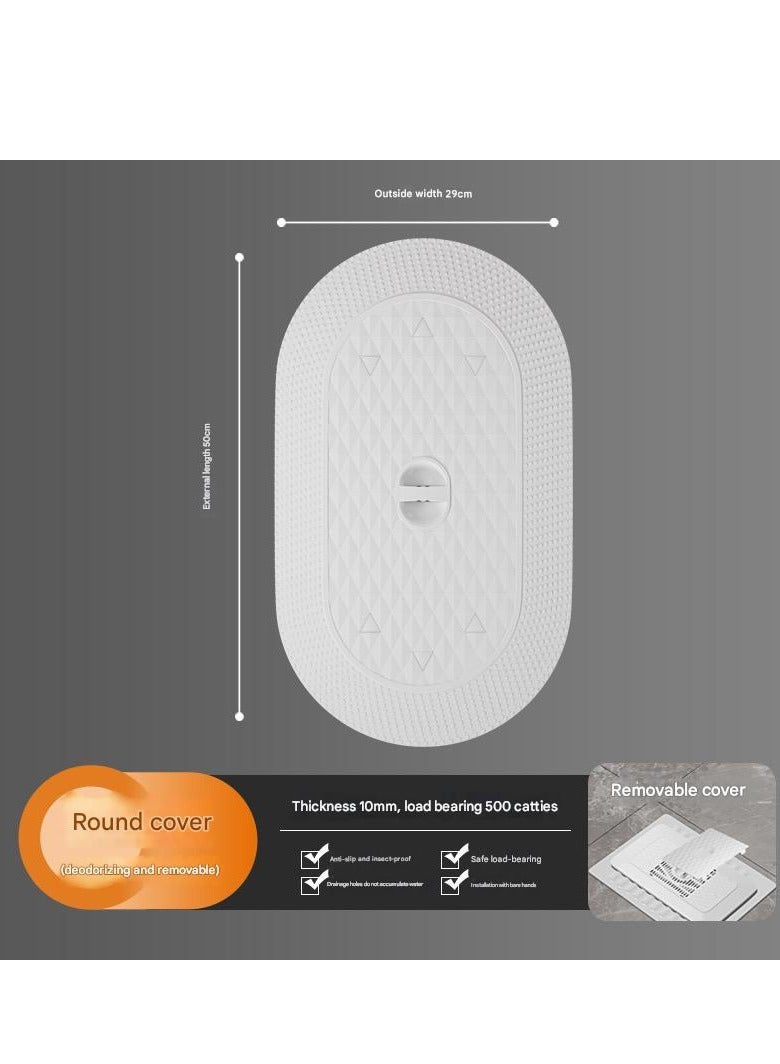 Squat Toilet Cover Plate Toilet Sealing Cover Deodorizing Blocker Toilet Universal Baffle Squat Pit Cover Squat Toilet Cover Plate(White) - Image 5