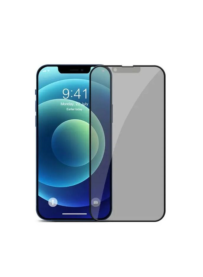 ديفيا واقي شاشة الخصوصية من سلسلة Van Series لهاتف iPhone 14 Pro (6.1 بوصة) بحافة من السيليكون / زجاج مقوى مزدوج - أسود - Image 1