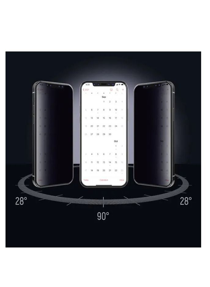 ديفيا واقي شاشة الخصوصية من سلسلة Van Series لهاتف iPhone 14 Pro (6.1 بوصة) بحافة من السيليكون / زجاج مقوى مزدوج - أسود - Image 2