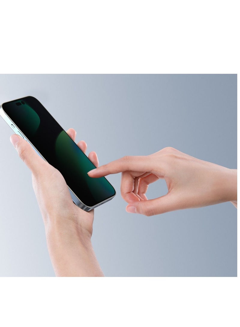 ديفيا واقي شاشة الخصوصية من سلسلة Van Series لهاتف iPhone 14 Pro (6.1 بوصة) بحافة من السيليكون / زجاج مقوى مزدوج - أسود - Image 3