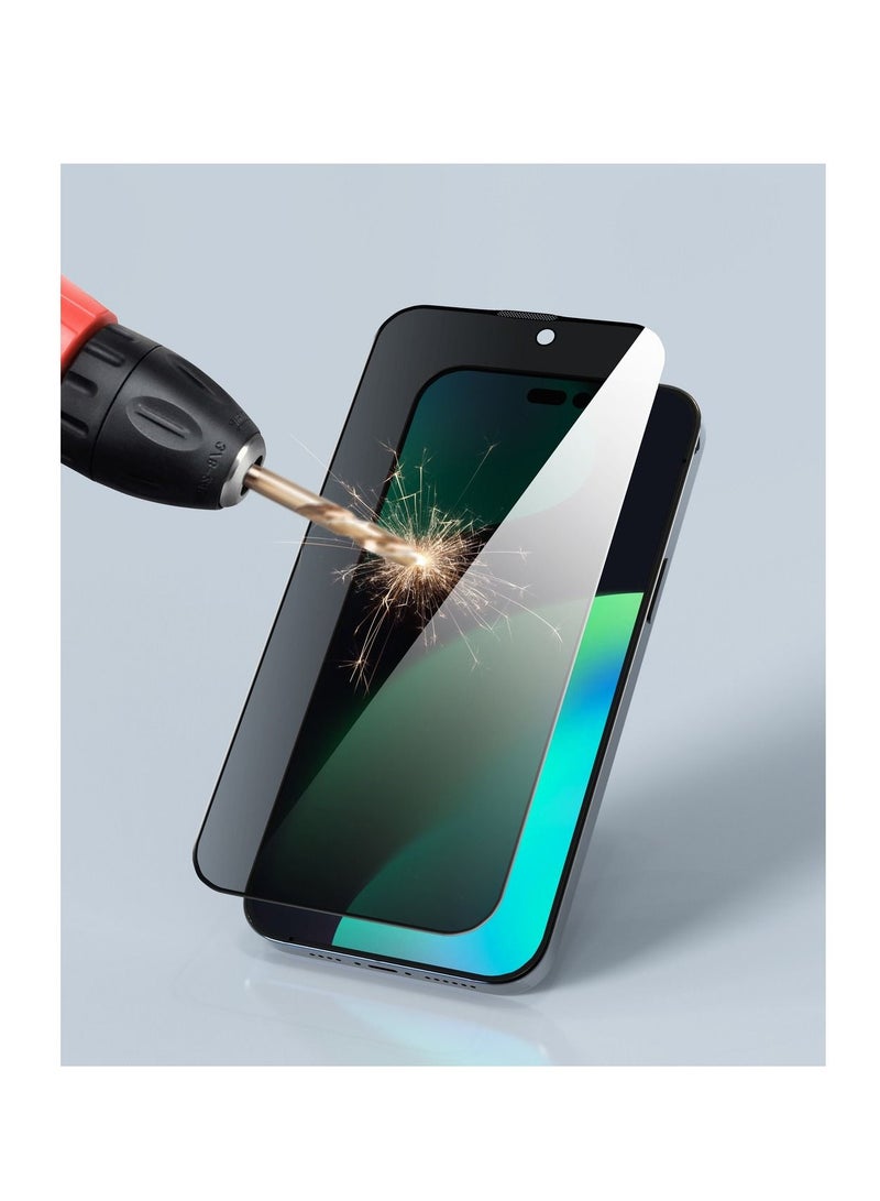 ديفيا واقي شاشة الخصوصية من سلسلة Van Series لهاتف iPhone 14 Pro (6.1 بوصة) بحافة من السيليكون / زجاج مقوى مزدوج - أسود - Image 4