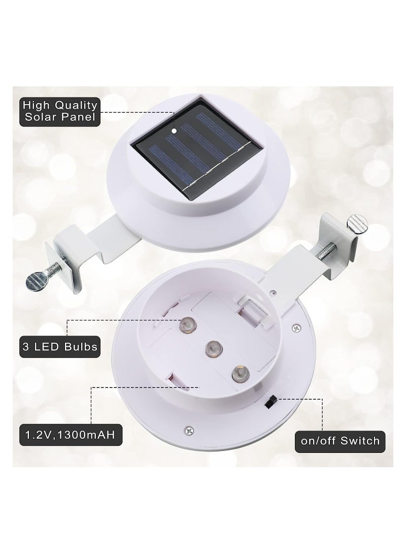 SYOSI Solar Powered LED Gutter Lights, Waterproof Deck Outdoor Fence Lights, LED Garden Yard Wall Lamp with Bracket, for Fence Wall Stair Step Landscape Pathway, White Light and Warm Light, 8 Pcs - Image 3