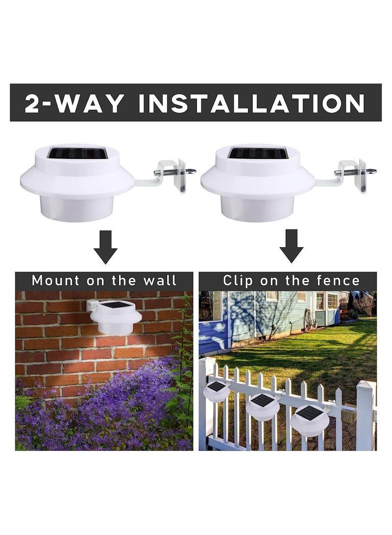 SYOSI Solar Powered LED Gutter Lights, Waterproof Deck Outdoor Fence Lights, LED Garden Yard Wall Lamp with Bracket, for Fence Wall Stair Step Landscape Pathway, White Light and Warm Light, 8 Pcs - Image 5