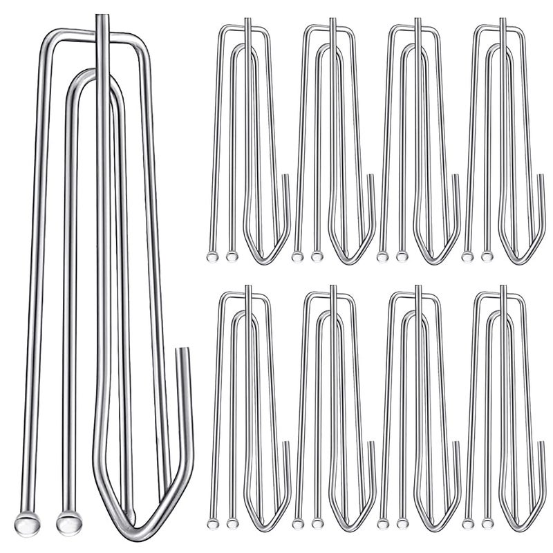 Aageme 30PC Stainless Steel Curtain Pleat HooksDrapery Hook and Pin for Pleated Drapes 4 Prongs Pinch Pleat Hook ClipsTraverse Pleater 4 End Curtain Hangers for Window Door Bathroom Curtain 