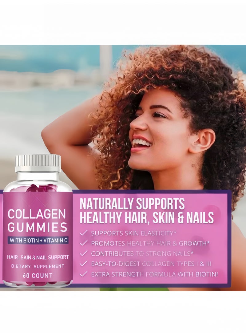 بيودي لكريات الكولاجين العلكة — يضاف إليها بيوتين وفيتامين سي بشكل خاص، عبوة من 60 كراة، 2 كرات يوميًا، تغذي الشعر وتنعّم الجلد وتقوي الأظافر من الداخل إلى الخارج. - Image 3