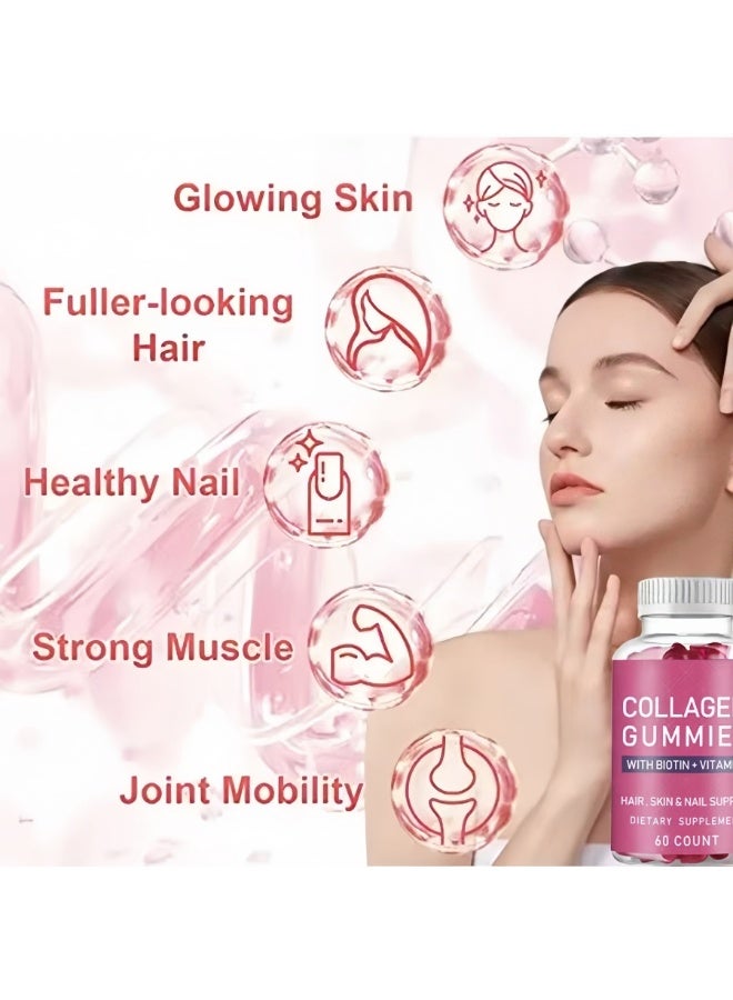 BIYODE Collagen Gummies — Specially added with biotin and vitamin C, 60-count bottle, 2 gummies daily, nourish hair, plump skin and strengthen nails from the inside out. - Image 4