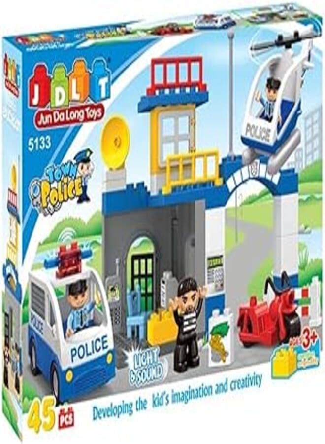 JDLT Town Police Series Blocks 45 PCS Light & Sound