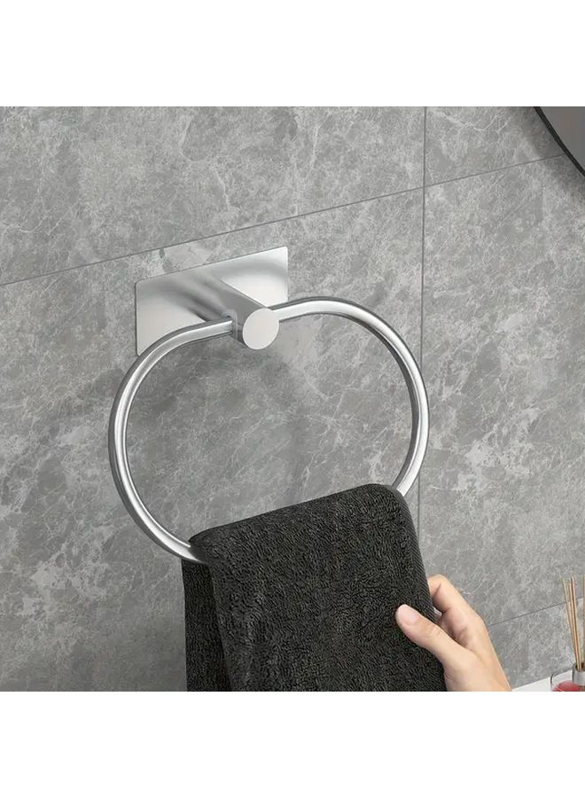 Heavy Duty Stainless Steel Adhesive Towel Rack Silvery 180 Flip Space Saving Holder - Image 5