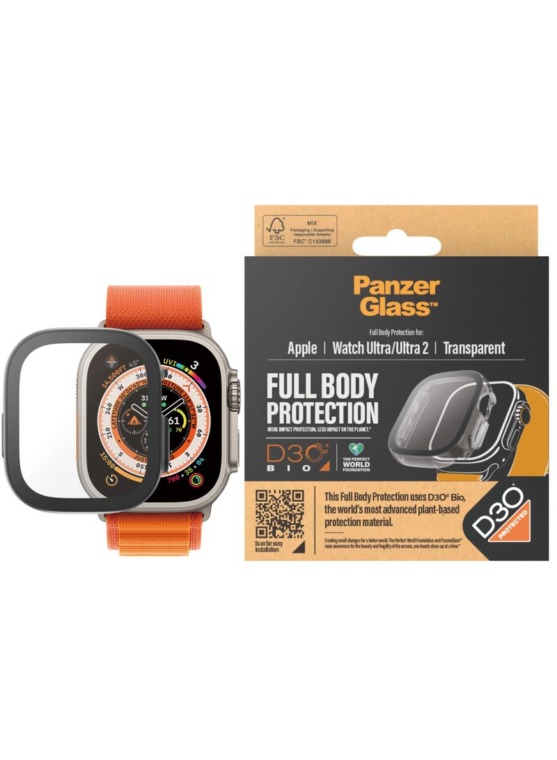 PanzerGlass واقي شاشة PanzerGlass™ لساعة Apple Watch Ultra 2023 - جراب D3O® كامل الجسم واقٍ ضد الخدوش والصدمات، مصنوع من الزجاج المقوى، شفاف مقاس 49 مم - Image 1