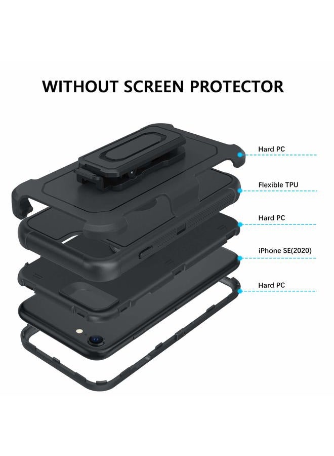 BENTOBEN for iPhone SE 2022/2020 Case, Heavy Duty [3 Layers] Shockproof Full Body Rugged Hybrid iPhone SE 3rd/2nd Generation Case 4.7" with Kickstand Belt Clip Holster Cover, Black - Image 2