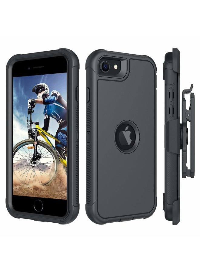 BENTOBEN for iPhone SE 2022/2020 Case, Heavy Duty [3 Layers] Shockproof Full Body Rugged Hybrid iPhone SE 3rd/2nd Generation Case 4.7" with Kickstand Belt Clip Holster Cover, Black - Image 1