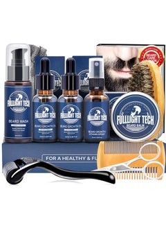 FULLLIGHT TECH Beard Kitbeard Grooming Kit For Men Wbeard Vitamin Spraybeard Oilbalmwashbrushcombscissorsmens Beard Care Gifts For Men Husband Boyfriend Dadvalentines Day Gifts For Him  - Image 1
