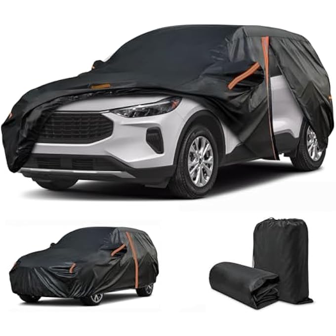 rayihni غطاء سيارة لجميع الأحوال الجوية مقاوم للماء، ملائم مخصص لكيا سبورتاج 2011-2025، غطاء SUV للثلج مع شريط عاكس/سحاب باب، أغطية سيارات خارجية لحماية الشمس والأشعة فوق البنفسجية والغبار والبَرَد - Image 2