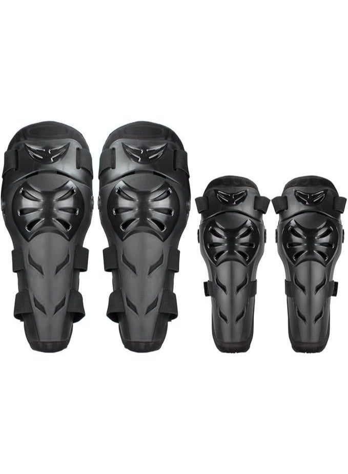 GloGlim 4Pcs Motorcycle Protective Gear Set – Adjustable Knee & Elbow Shin Guards, Impact-Resistant PE Shell with Breathable EVA Padding, Safety Armor Kit for Motocross, Biking, and Skating (Black) - Image 1
