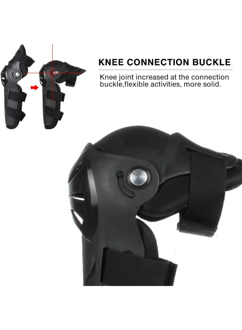 GloGlim 4Pcs Motorcycle Protective Gear Set – Adjustable Knee & Elbow Shin Guards, Impact-Resistant PE Shell with Breathable EVA Padding, Safety Armor Kit for Motocross, Biking, and Skating (Black) - Image 3