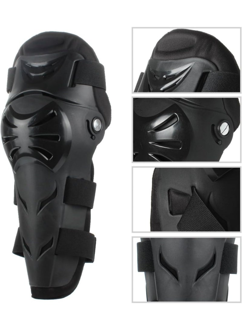 GloGlim 4Pcs Motorcycle Protective Gear Set – Adjustable Knee & Elbow Shin Guards, Impact-Resistant PE Shell with Breathable EVA Padding, Safety Armor Kit for Motocross, Biking, and Skating (Black) - Image 2