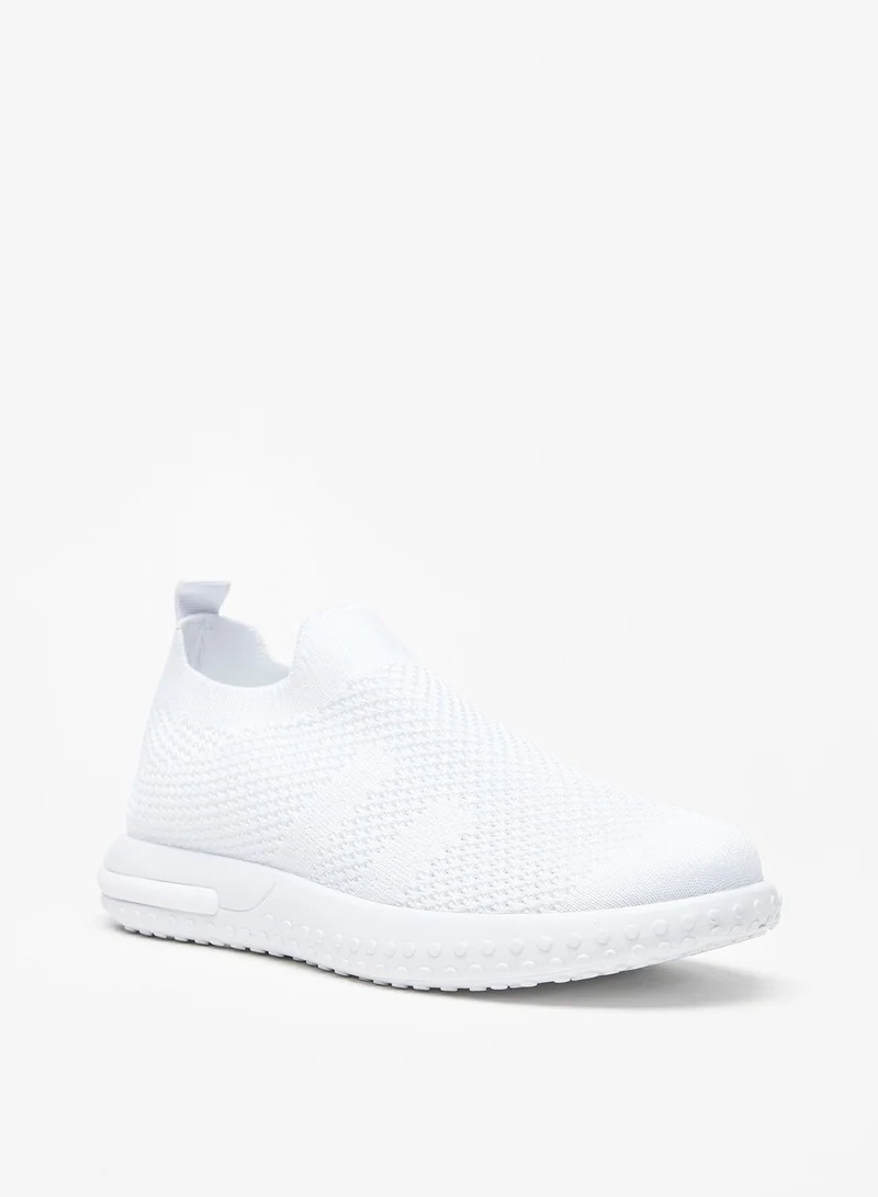 shoexpress Textured Slip On Sports Shoes with Pull Tab Detail