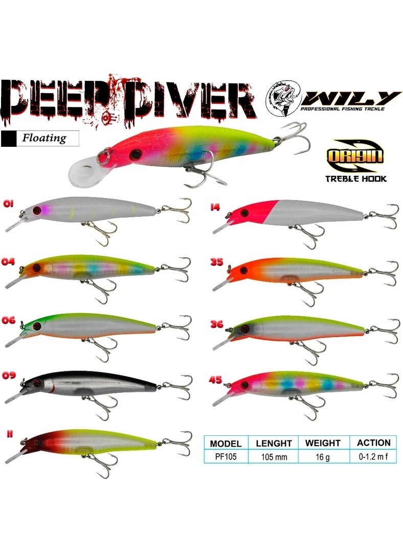 Wily - Deep Diver 10.5 cm Model Fish 16 gr (0-1.2m) Color:04 - Image 1