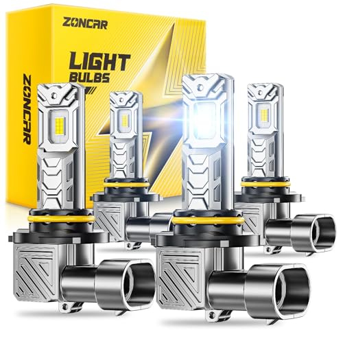ZonCar 9005 9006 Fog Light Bulbs Combo, 10X Brighter 120000LM 6500K White HB3 HB4 Driving Light Bulbs, 1:1 Size Plug N Play, 60,000h Long Lifespan, Automotive Headlight Covers, Box of 4 - Image 1